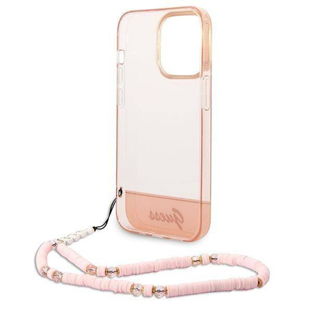 Guess Translucent Pearl Strap - Etui iPhone 14 Pro Max (różowy)
