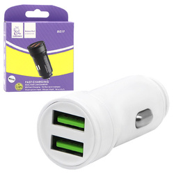 ŁADOWARKA SAMOCHODOWA 2,4A BIAŁA DENMEN 2400mA DUAL  2XUSB DZ17