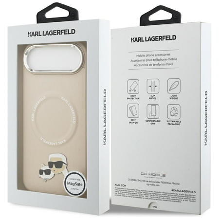 Karl Lagerfeld nakładka Magsafe PU case with Karl&Choupette heads pins logo and metal camera buttons do iPhone 17 Air szara