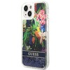 Schutzhülle IPHONE 14 Guess Hardcase Flower Liquid Glitter blau