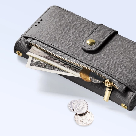 Dux Ducis Lawa Leather Case for Samsung Galaxy S25 Ultra with Detachable Magnetic Wallet - Gray