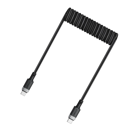 Acefast C14-03 USB-C - USB-C Federkabel 480Mb/s 3A 1,2m - Schwarz