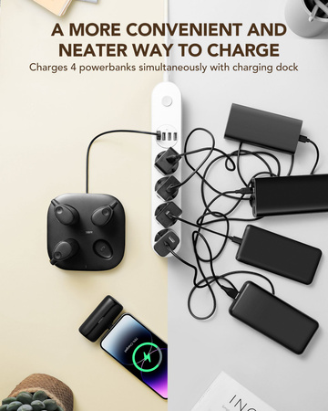 Bateria zewnętrzna (Powerbank) VEGER Pogo zestaw baterii 4 x 5000mAh LED czarny