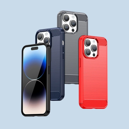 Carbon Case für iPhone 14 Pro Max flexible Gel-Rückseite blau