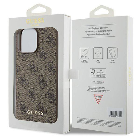Guess 4G Metal Gold Logo Hülle für iPhone 15 Pro Max – braun