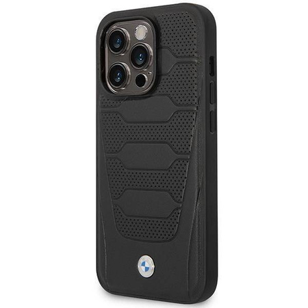 Oryginalne Etui IPHONE 14 PRO BMW Leather Seats Pattern MagSafe MagSafe (BMHMP14L22RPSK) czarne