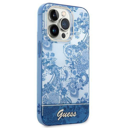 Guess Porcelain Collection - Etui iPhone 14 Pro Max (niebieski)