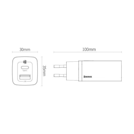 Baseus GaN2 Lite szybka ładowarka sieciowa 65W USB / USB Typ C Quick Charge 3.0 Power Delivery (azotek galu) czarny (CCGAN2L-B01)