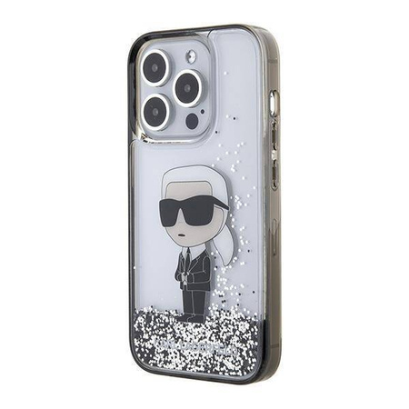 Etui Karl Lagerfeld Liquid Glitter Ikonik do iPhone 15 Pro - przezroczyste