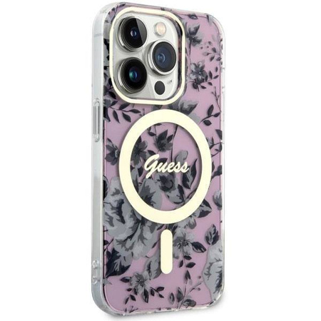 Guess GUHMP14XHCFWSP iPhone 14 Pro Max 6.7&quot; pink/pink hardcase Flower MagSafe