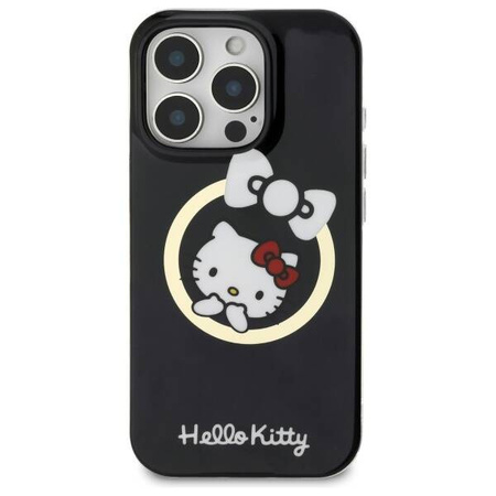 Original Case IPHONE 16 PRO Hello Kitty Hardcase IML Fun Bow MagSafe (HKHMP16LHFLBK) black