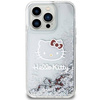 Hello Kitty Liquid Glitter Charms Kitty Head Hülle für iPhone 14 Pro Max – Silber