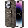 Guess Grip Stand 4G Triangle Strass Hülle für iPhone 15 – braun