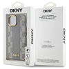 DKNY Leather Checkered Mono Pattern MagSafe iPhone 15 Plus Case - Beige