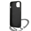 Original Handyhülle IPHONE 13 MINI Karl Lagerfeld Hardcase Leather Textured And Chain (KLHCP13SPMK) schwarz