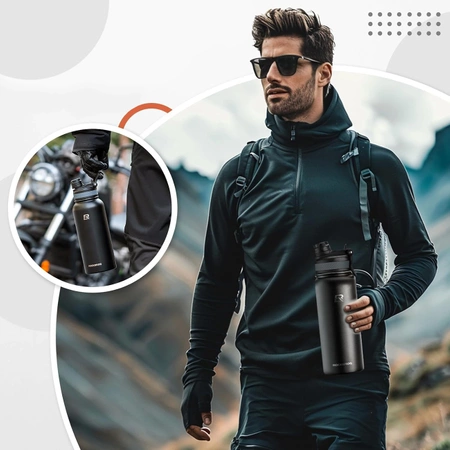 Rockbros 35210029002 thermal bicycle bottle for drinks 650 ml - black