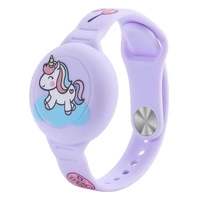 AirTag Silikon-Armbandhülle für Kinder – Lila mit Einhorn