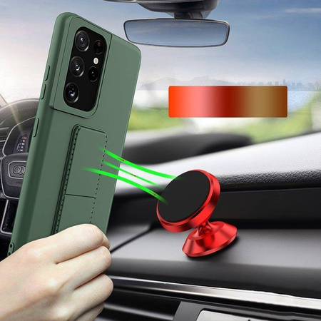 Wozinsky Kickstand Case elastyczne silikonowe etui z podstawką Samsung Galaxy S21 Ultra 5G różowy