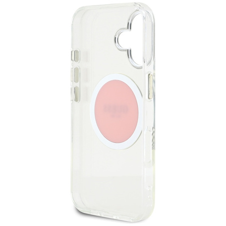 Guess IML Metal Colored Circle Classic Logo MagSafe - Etui do iPhone 16 (różowy)