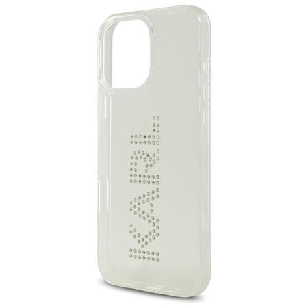 Original Case IPHONE 16 PRO MAX Karl Lagerfeld Hardcase IML Rhinestones Logo (KLHCP16XHKLSTDCT) transparent