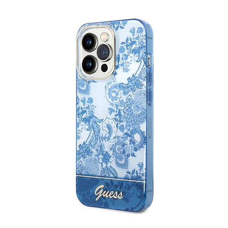 Guess Porcelain Collection - Etui iPhone 14 Pro (niebieski)