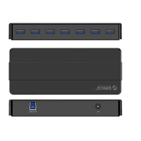HUB 7-portowy USB-A 3.0 - czarny