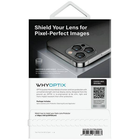 UNIQ Optix Aluminium Camera Lens Protector iPhone 14 Pro 6.1" / 14 Pro Max 6.7" sterling silver szkło na obiektyw aparatu z aplikatorem