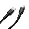 Baseus Cafule Cable wytrzymały nylonowy kabel przewód USB Typ C PD / Lightning 18W QC3.0 1m czarny-szary (CATLKLF-G1)