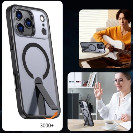 Etui Hybrid Armor X na Samsung Galaxy S25 FE z podstawką kompatybilne z MagSafe - czarne