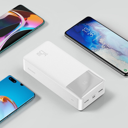 Baseus Bipow powerbank with display 30000mAh 15W white (Overseas Edition) + USB-A - Micro USB cable 0.25m white (PPBD050202)