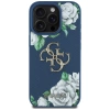 Etui Guess Grained Roses Big 4G logo na iPhone 16 Pro - niebieskie
