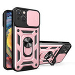 Hybrid Armor Camshield case for iPhone 14 Plus armored case with camera cover pink