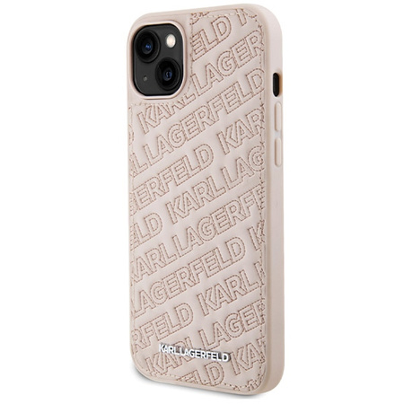 Karl Lagerfeld Quilted K Pattern Hülle für iPhone 15 Plus / 14 Plus – Rosa