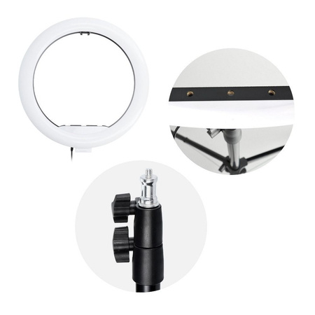 Lampa LED Ring Stream RGB pierścieniowa 13 cali z uchwytem na telefon + statyw