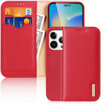 Dux Ducis Hivo echt Leder booktype case schutzhülle aufklappbare hülle für iPhone 14 Pro rot