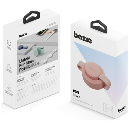 Ładowarka indukcyjna Bazic GoMag Trio 2  3w1 15W magnetyczna do iPhone/Watch/AirPods różowy