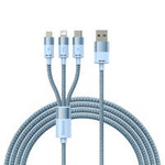 Baseus StarSpeed kabel 3w1 USB-A - Micro-USB / Lightning / USB-C 3.5A 1.2m niebieski