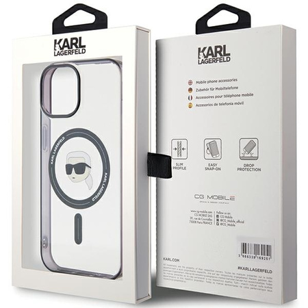 Karl Lagerfeld KLHMP15SHKHNOTK iPhone 15 6,1" transparentes Hardcase IML Karl`s Head MagSafe