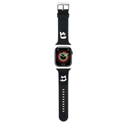 Pasek do APPLE WATCH 4 / 5 / 6 / 7 / 8 / SE (38 / 40 / 41 MM) Karl Lagerfeld Strap 3D Rubber Karl&Choupette Heads (KLAWMSLKCNK) czarne