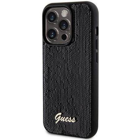 Guess nakładka do iPhone 13 Pro 6,1" GUHCP13LPSFDGSK HC SEQUIN SCRIPT METAL czarna