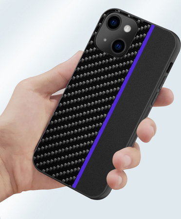 Tel Protect CARBON Case do Xiaomi Redmi 9 Czarny z niebieskim paskiem