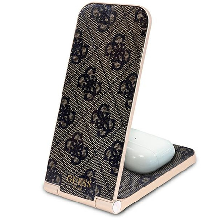 Guess 4G Pattern MagSafe foldable 2in1 15W inductive charger - brown