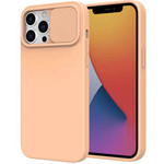 Case IPHONE 14 PLUS Silicone with Camera Cover Nexeri Silicone Lens peach