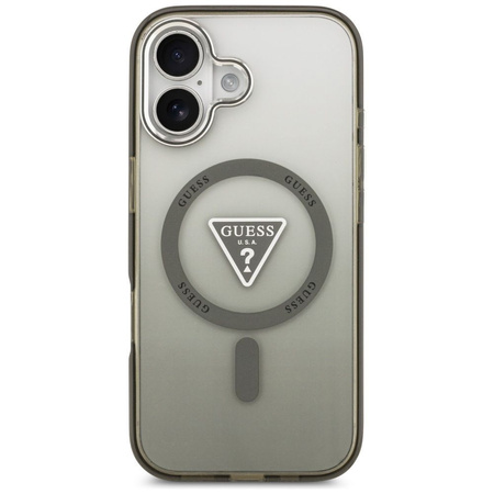 Guess Nakładka Magsafe IML Gradient Case With Print Triangle Logo & Silver Metal Camera Buttons Do iPhone 17 Khaki