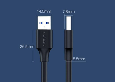Ugreen kabel przewód USB 2.0 (męski) - USB 2.0 (męski) 0,25 m czarny (US128 10307)