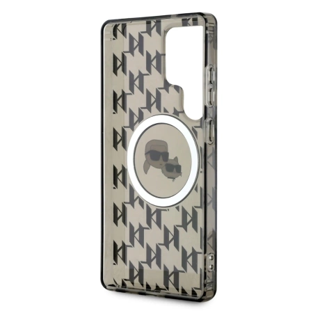 Etui Karl Lagerfeld Button Karl & Choupette Heads On KL Pattern MagSafe Samsung Galaxy S25 Ultra czarny