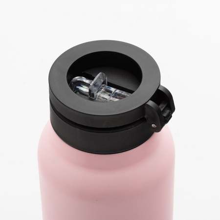 Butelka / bidon na wodę metal z uchwytem kompatybilnym z Magsafe 750ml różowy