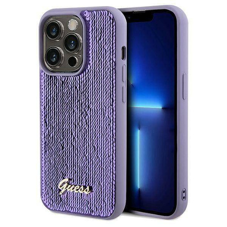 Original Handyhülle IPHONE 13 PRO MAX Guess Hardcase Sequin Script Metal (GUHCP13XPSFDGSU) violett