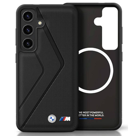 Schutzhülle SAMSUNG GALAXY S25 BMW Leather Oversized Stripes MagSafe schwarz