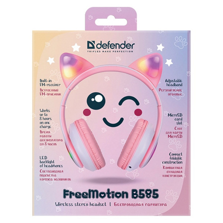 Defender słuchawki Bluetooth Freemotion B585 Led różowy/pink (63585)